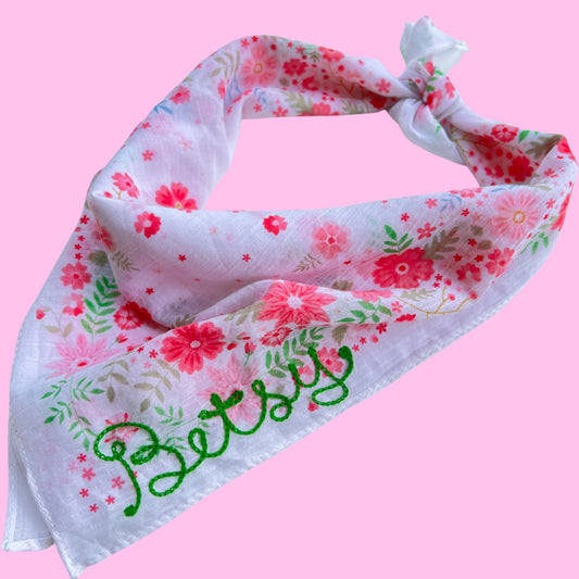 Retro Vintage Floral Chainstitch Bandana